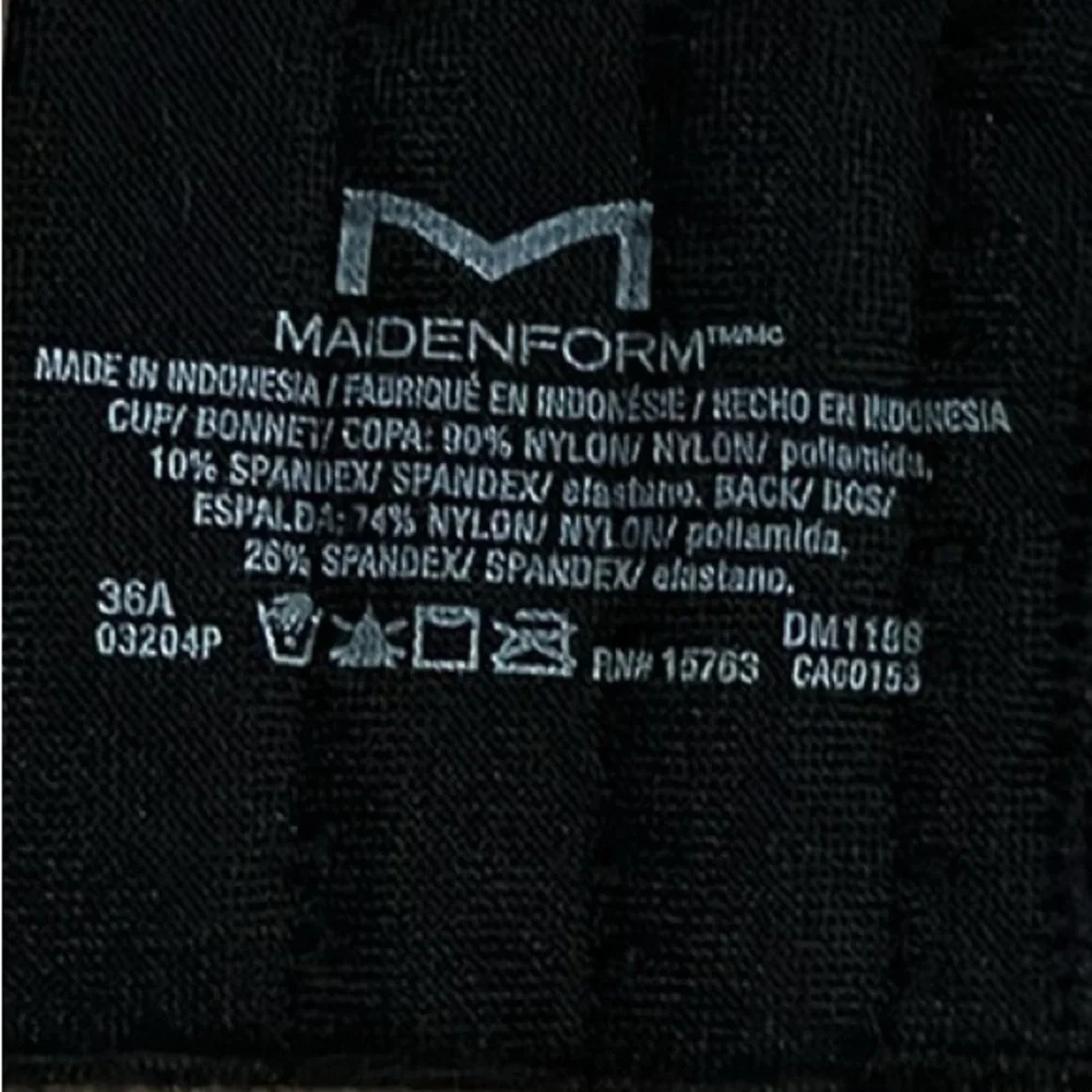 🆕 Maidenform Black Lace Wireless Bra with Convertible Straps Size 36A